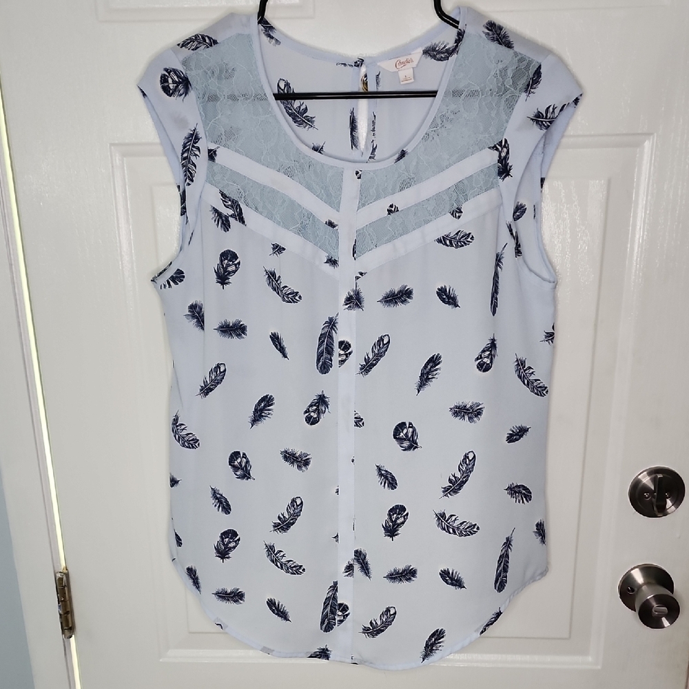 Candie's White and Blue Sleeveless Blouse